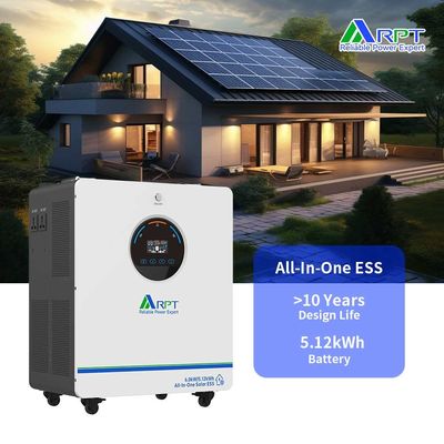 RPT-batterij 6KW zonne-omvormer 51.2V 100AH LiFePO4 Lithiumbatterij voor 6KW 5.12KWh All in One Home Energy Storage System